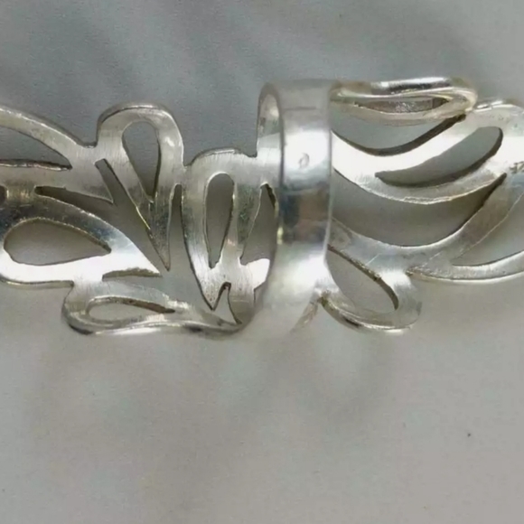 Scroll sterling silver ring. .925 laser cut ring. Long. VINTAGE EXCELLENT - Picture 10 of 14
